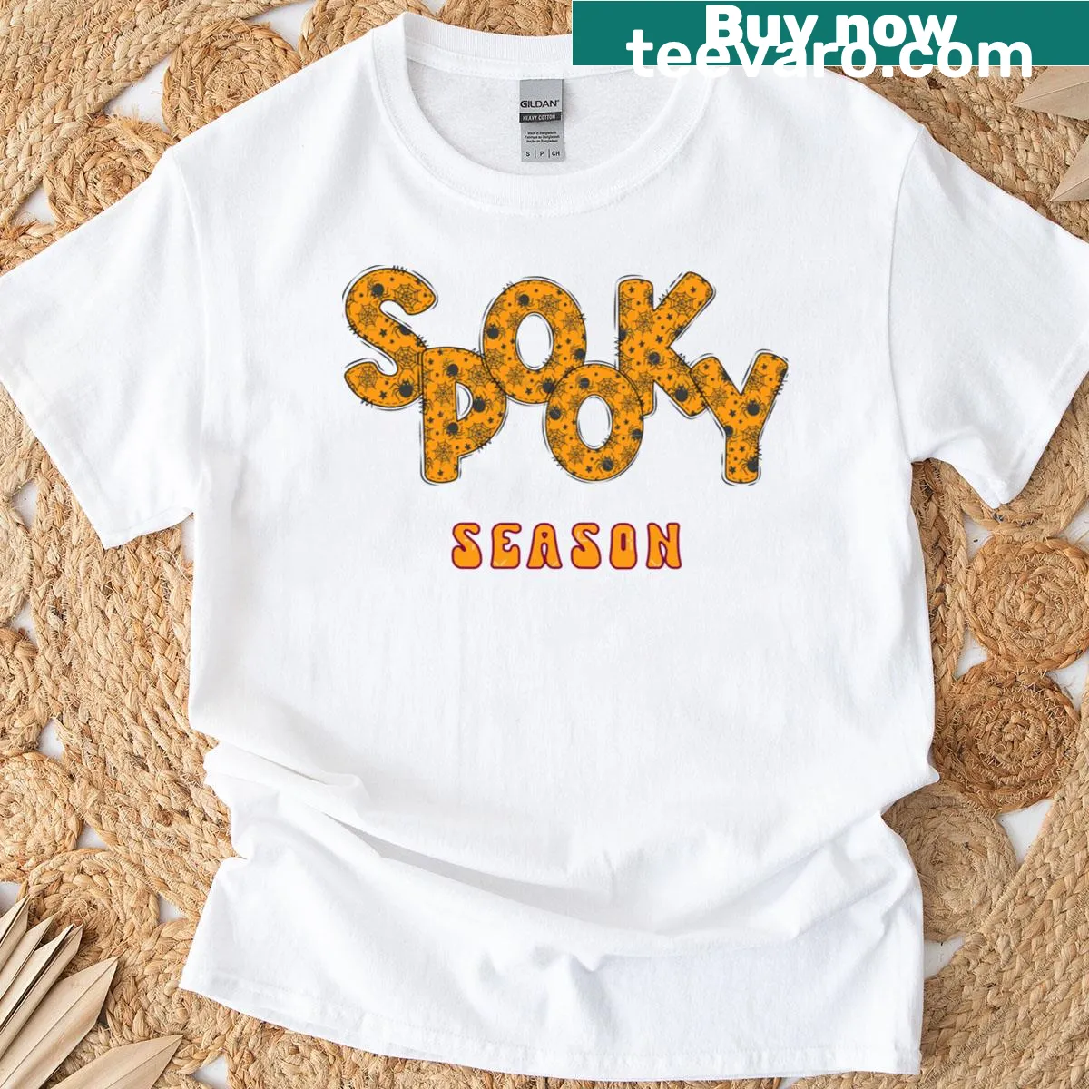 Whimsical Halloween illustrations graphic — on a men's t-shirt