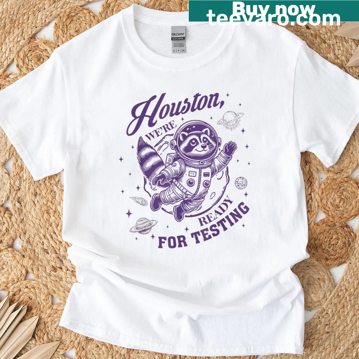 Funny raccoon graphic with text about teacher life on T-shirt — on a men's t-shirt