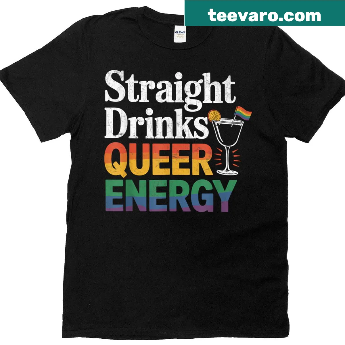 LGBTQ+ themed T-shirt with playful typography celebrating pride — on a men's t-shirt