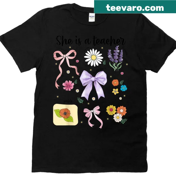 Boho floral teacher shirt designed for a stylish, coquette look.