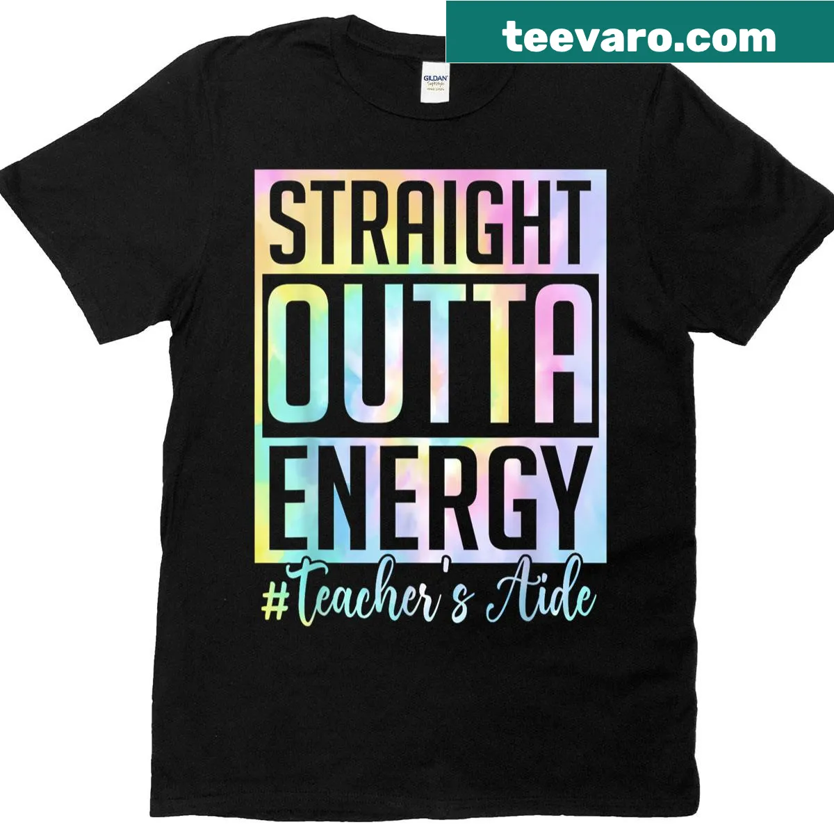 Funny Teachers Aide t-shirt reading 'Straight Outta Energy.' — on a men's t-shirt