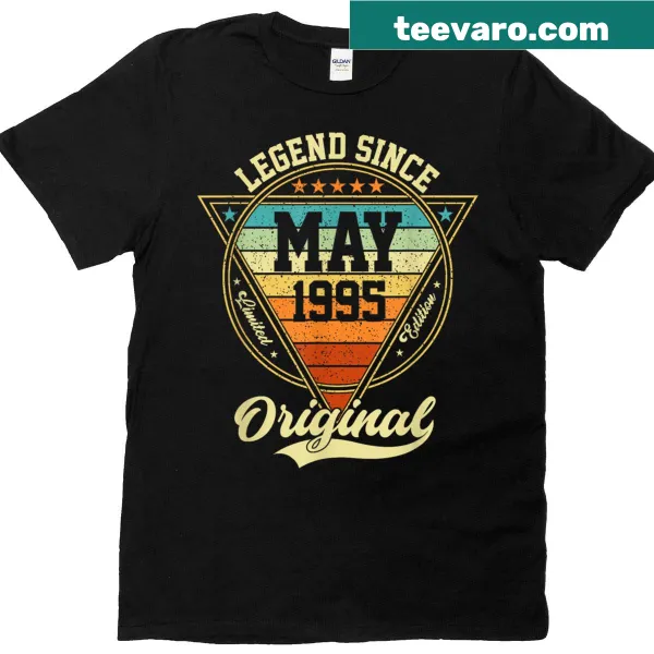 Vintage T-shirt celebrating 30th birthday with 'Legend Since May 1995' text.