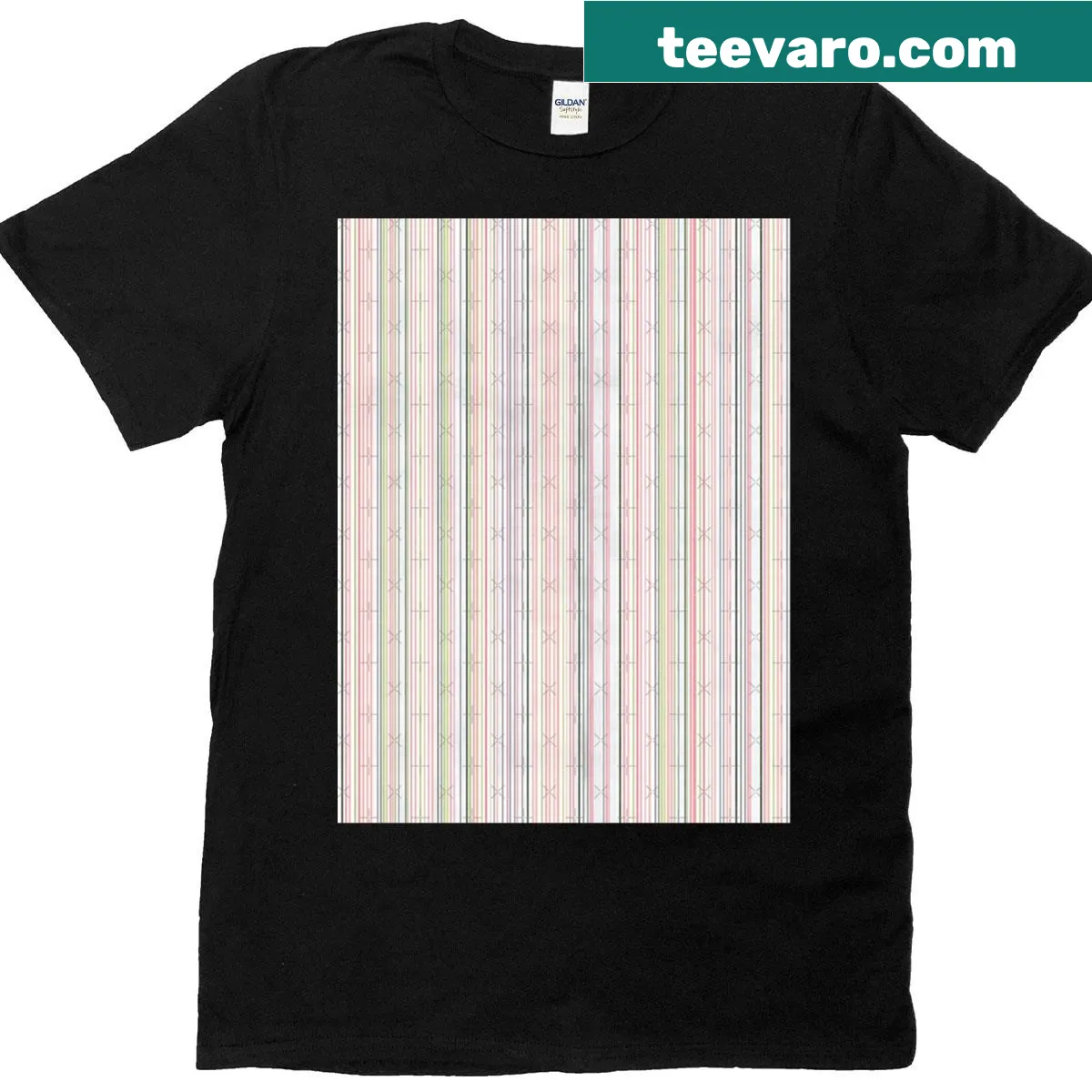 Pastel striped graphic on minimalist vintage T-shirt — on a men's t-shirt