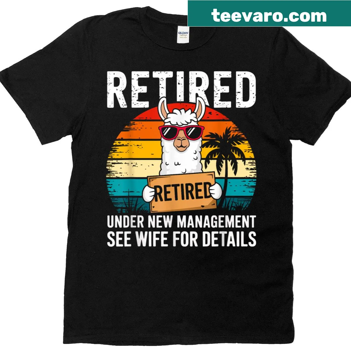 Funny retired dad graphic t-shirt with new management theme — on a men's t-shirt
