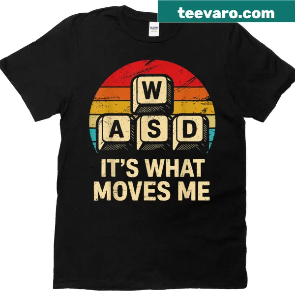 Funny retro gamer t-shirt with WASD keys graphic