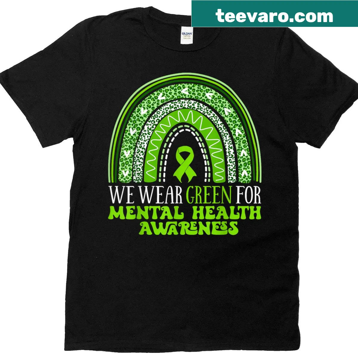 T-shirt promoting mental health awareness with rainbow design — on a men's t-shirt