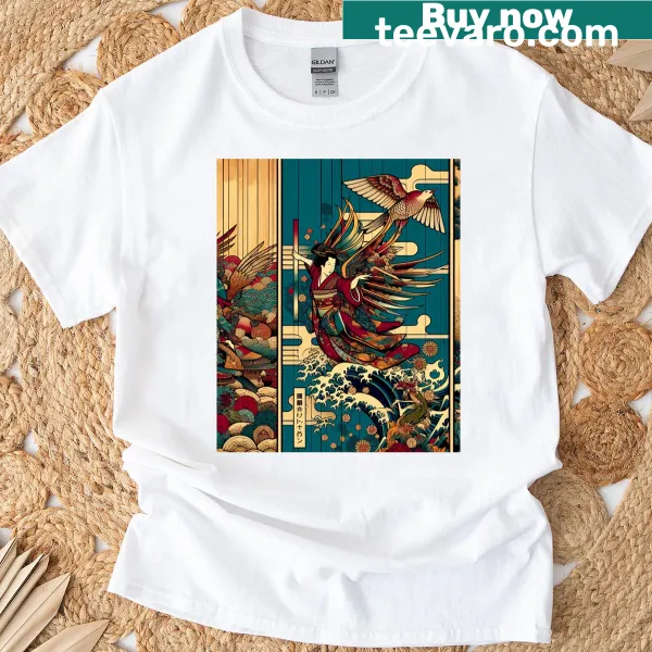 Illustrated T-shirt featuring ethereal wings symbolizing freedom