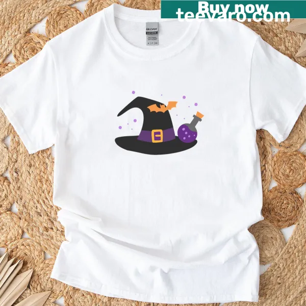 Witches hat and potion graphic T-shirt in playful design