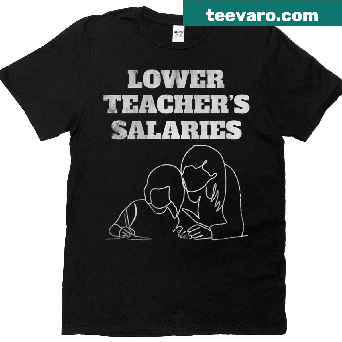 Funny T-shirt highlighting teacher salary issues. — on a men's t-shirt