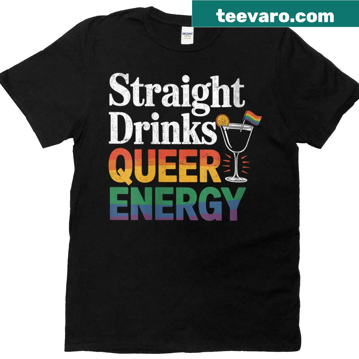 Typographic LGBT pride t-shirt with playful text — on a men's t-shirt