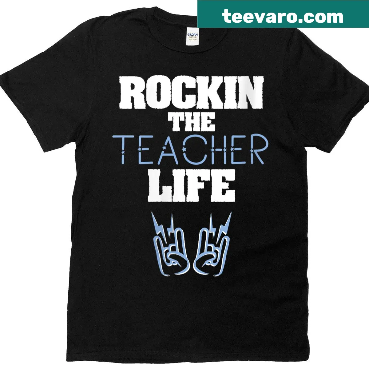 Playful typography teacher t-shirt with a positive message — on a men's t-shirt