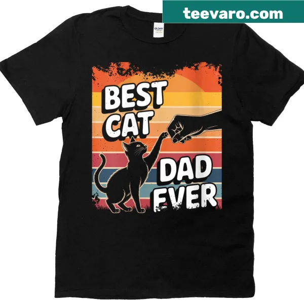 Funny retro cat dad t-shirt with humorous text