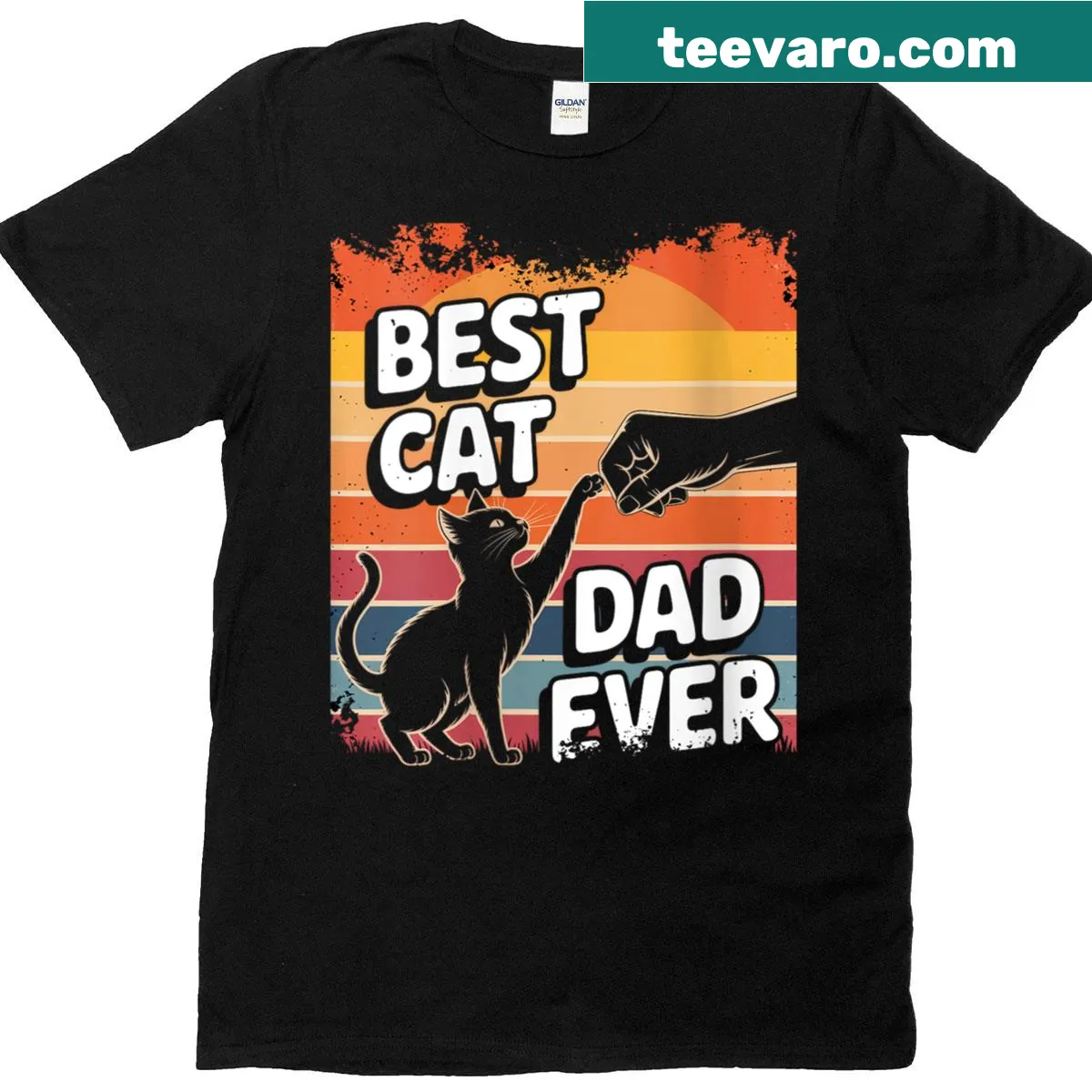 Funny retro cat dad t-shirt with humorous text — on a men's t-shirt