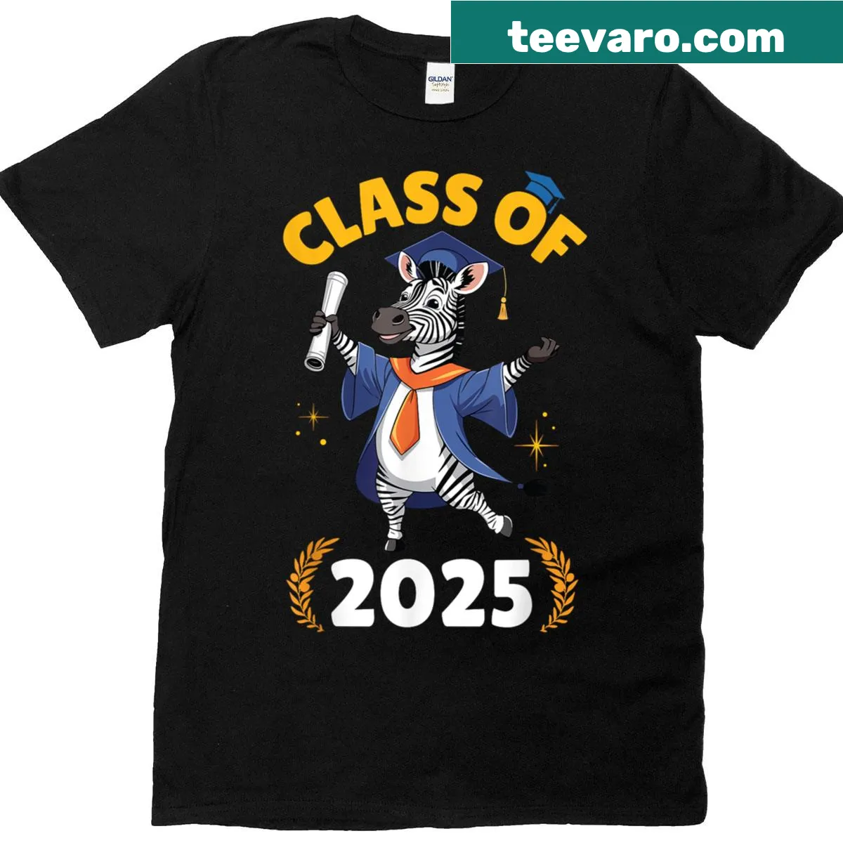 Zebra illustration celebrating the Class of 2025 graduation — on a men's t-shirt