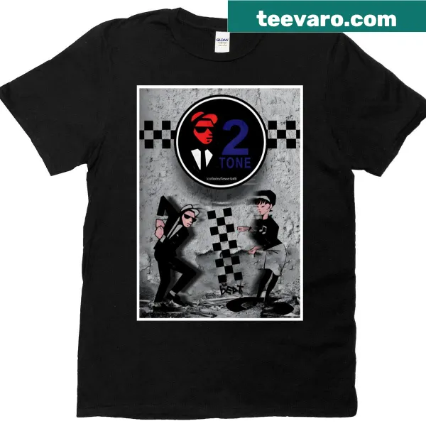 Retro British ska design on a music-themed t-shirt