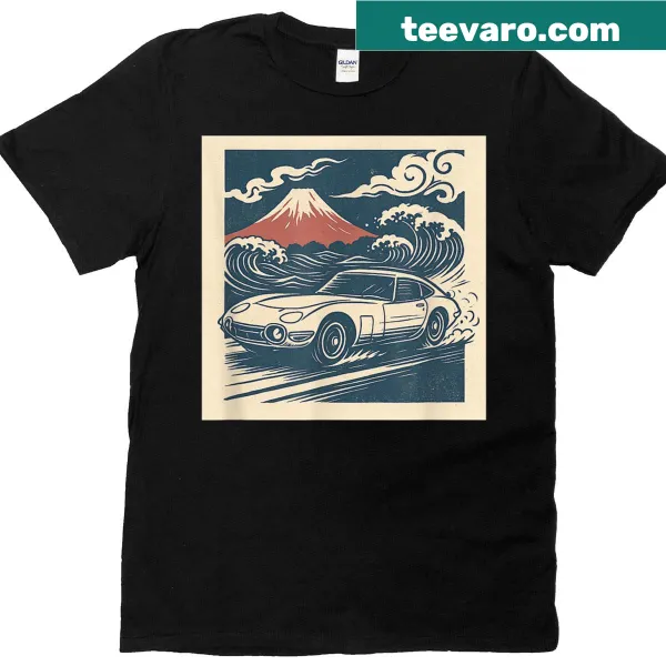 Illustration of the Japanese sports car 2000GT on a t-shirt