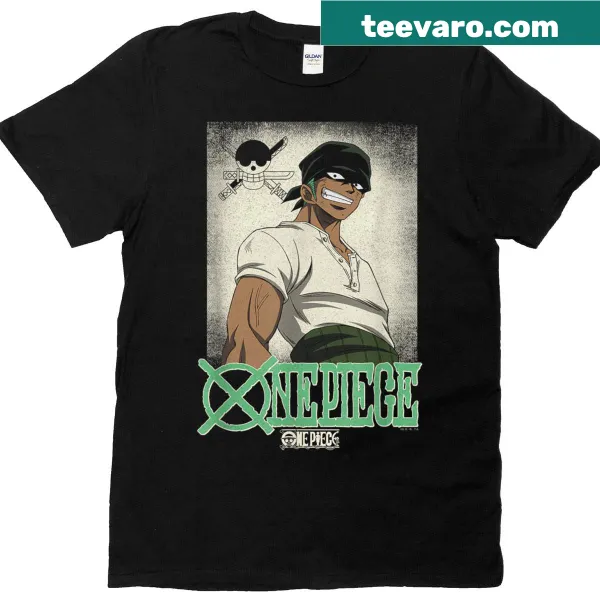 Vintage illustration T-shirt featuring Roronoa Zoro