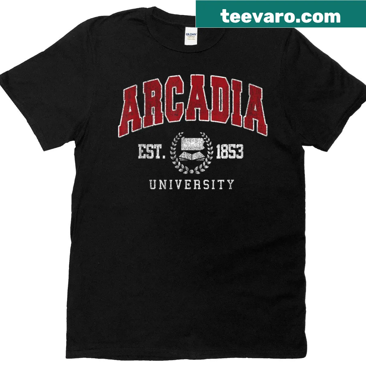 Vintage sports tee with arch design celebrating athleticism — on a men's t-shirt