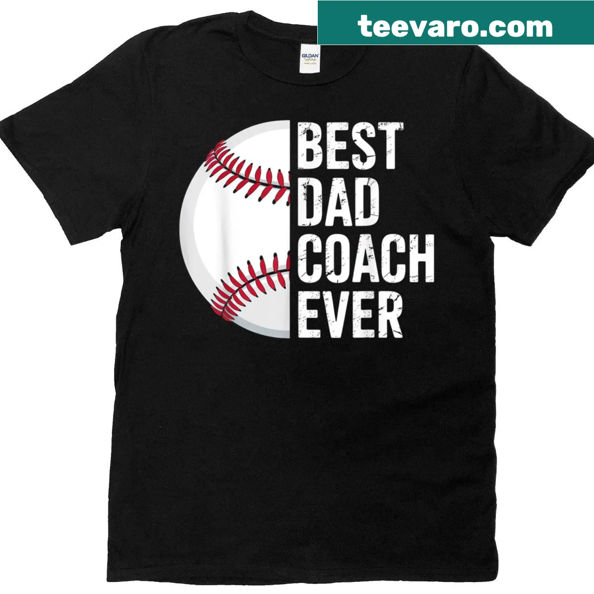 Best Baseball Dad Coach Ever T-shirt with retro design — on a men's t-shirt