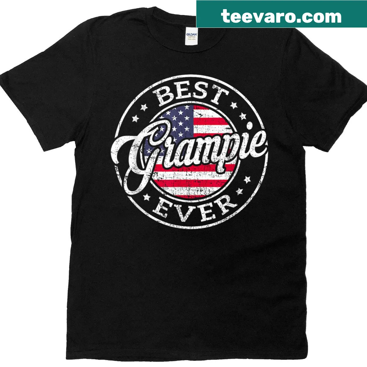 Best Grampie Ever T-shirt with American flag design — on a men's t-shirt