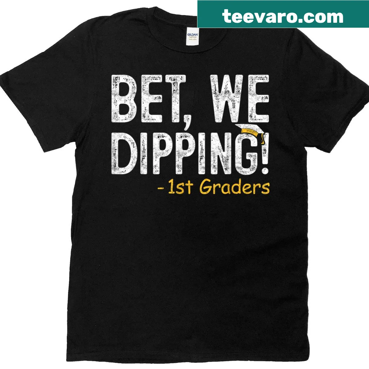 Playful T-shirt for first graders celebrating graduation. — on a men's t-shirt