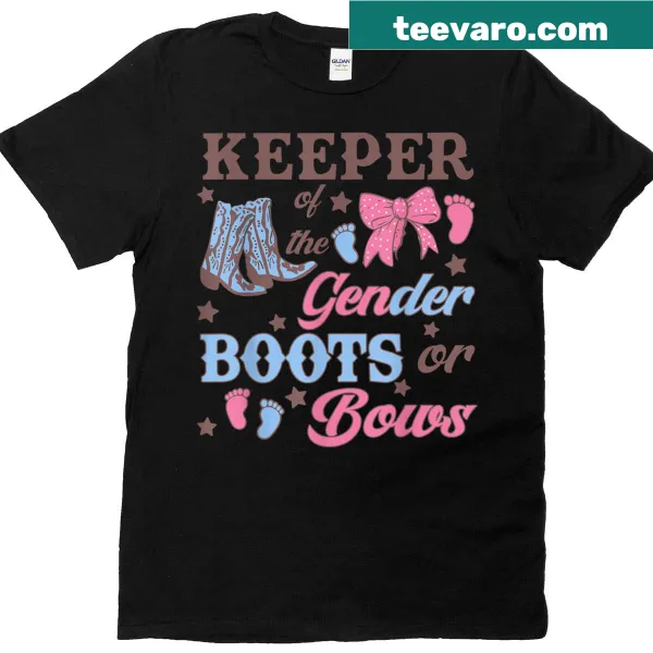Charming T-shirt for gender reveal events with 'Boots or Bows' phrase