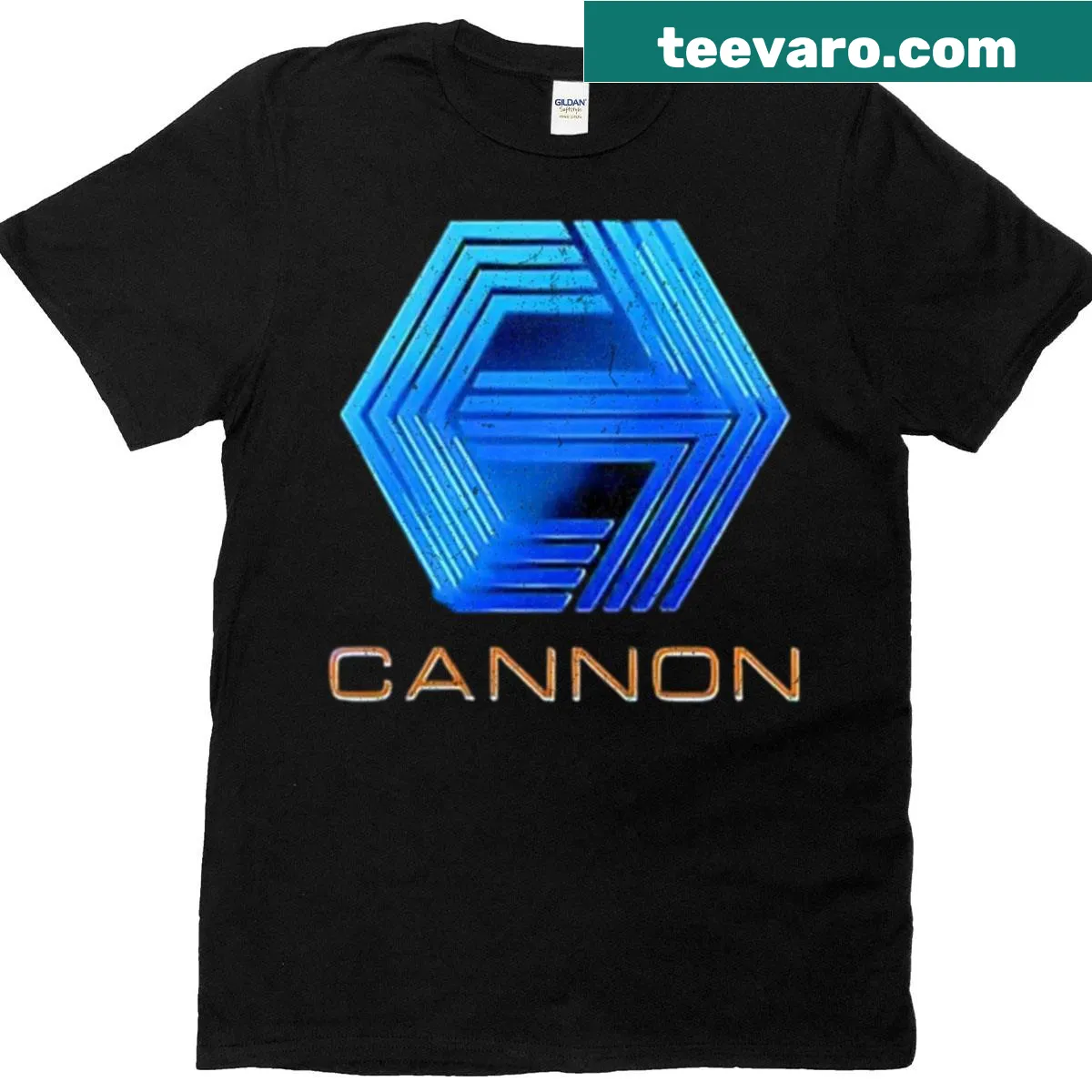 Playful cannon graphic t-shirt design — on a men's t-shirt