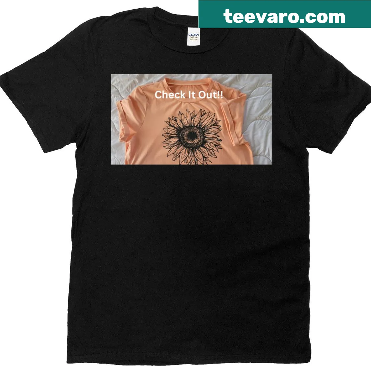 Illustration of a sunflower on a loose summer tee for women — on a men's t-shirt