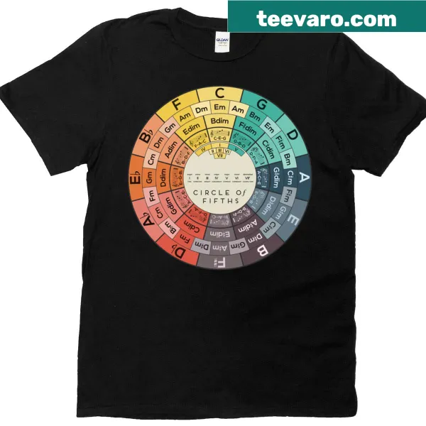 Music theory t-shirt featuring the Circle of Fifths design