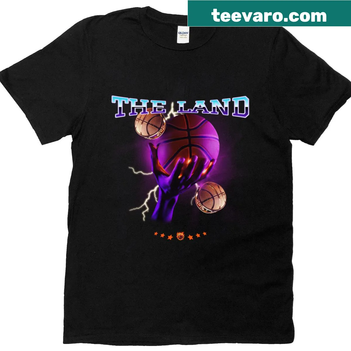 Oversized t-shirt featuring bold Cleveland basketball design — on a men's t-shirt