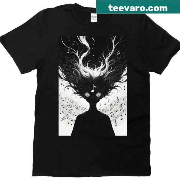 Oversized t-shirt with an illustrated cosmic melody design