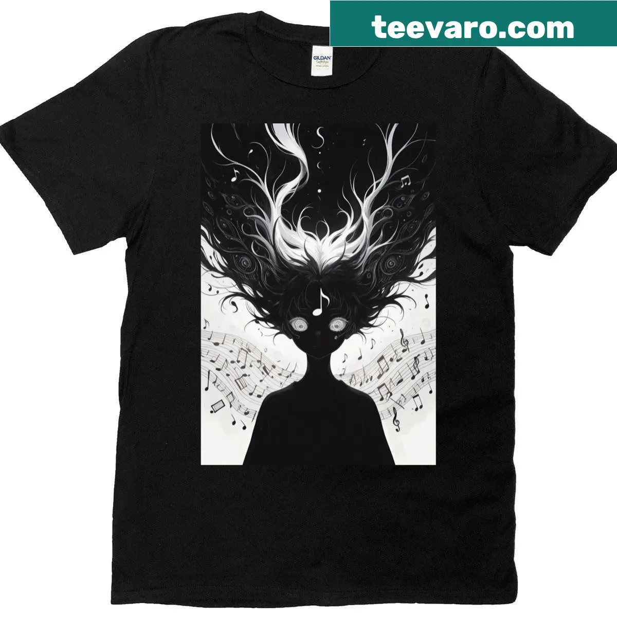 Oversized t-shirt with an illustrated cosmic melody design — on a men's t-shirt