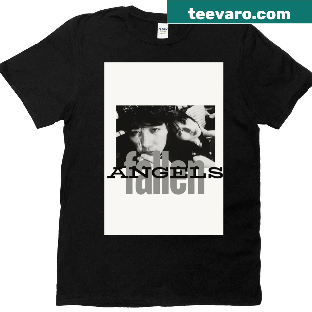 Oversized t-shirt with 'Fallen Angels' typography design — on a men's t-shirt