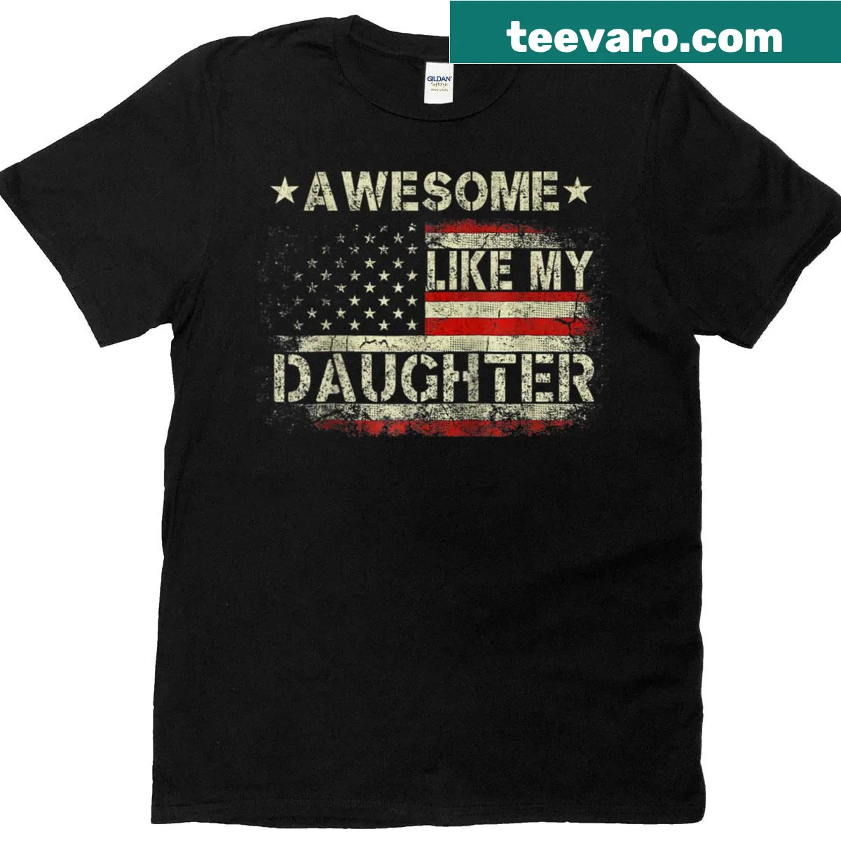 Raglan tee with 'Awesome Like My Daughter' funny text design — on a men's t-shirt