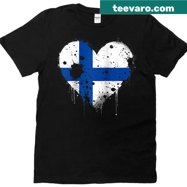 Vintage heart design with Finland flag on T-shirt