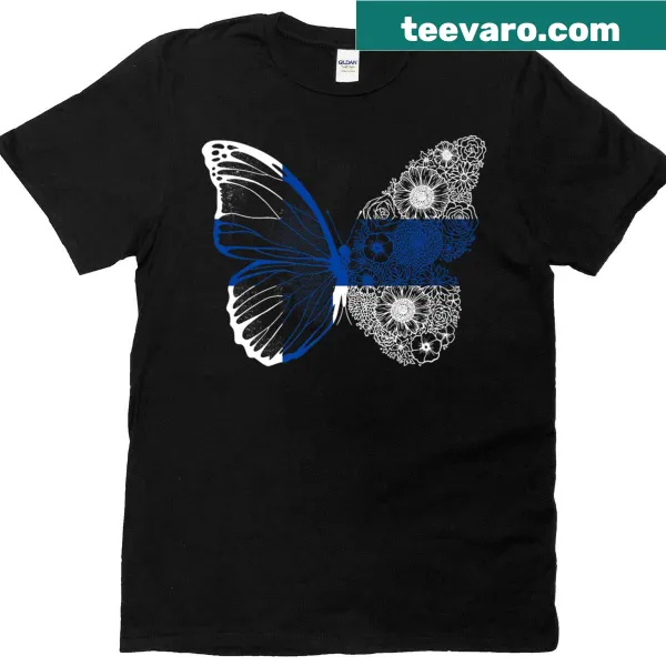 Butterfly design with Finnish flag for Finnish pride t-shirt.