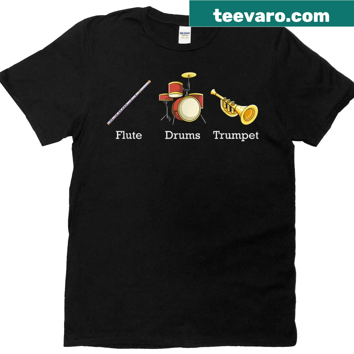Musical instruments t-shirt with a subtle anti-Trump message — on a men's t-shirt