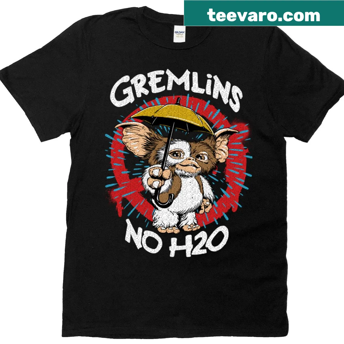 Gremlins themed T-shirt featuring humorous text about water — on a men's t-shirt