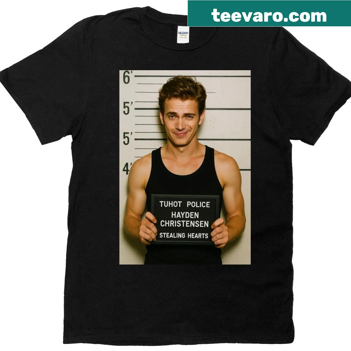 Oversized T-shirt featuring a playful design of Hayden Christensen — on a men's t-shirt