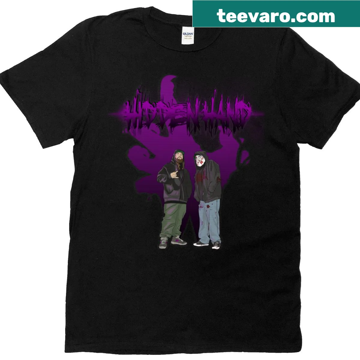 Abstract typography Hidden Hand t-shirt with thought-provoking design — on a men's t-shirt