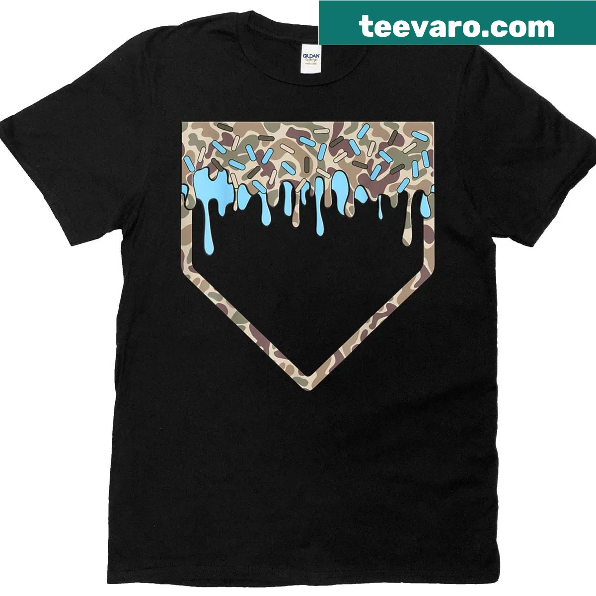 Illustration of a home plate with baseball elements on a t-shirt — on a men's t-shirt