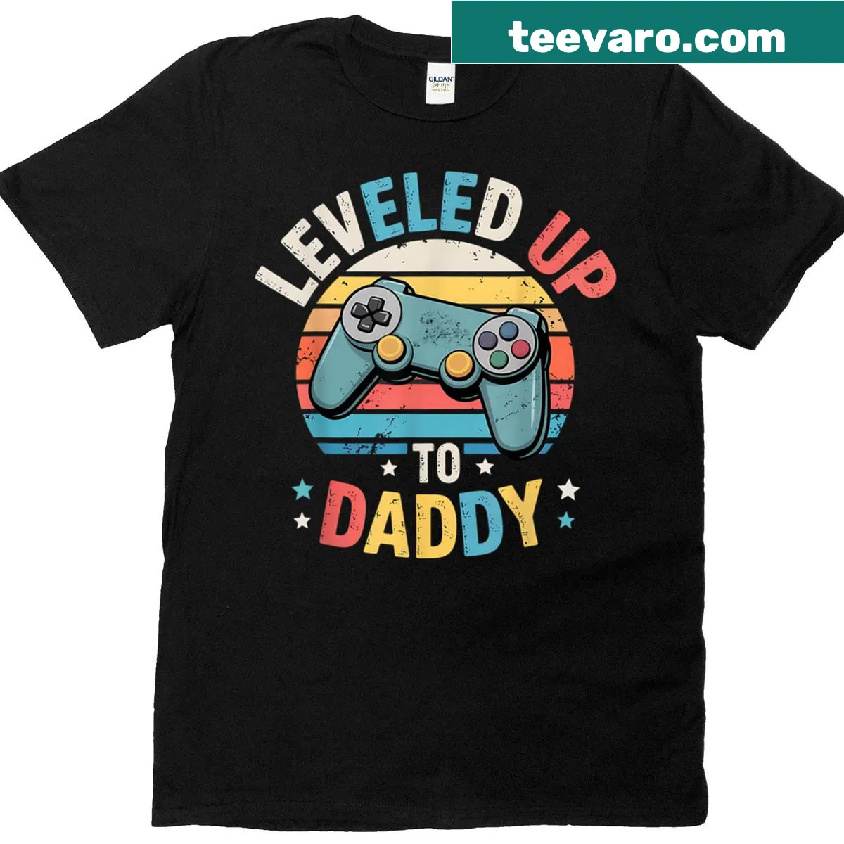 Dad promotion t-shirt with fun gaming theme — on a men's t-shirt