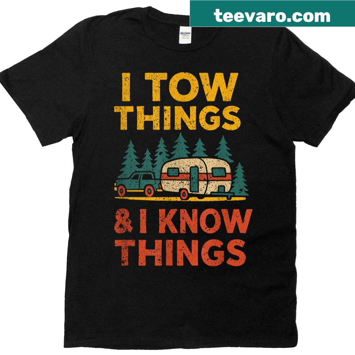 Funny typography shirt about towing for fathers — on a men's t-shirt