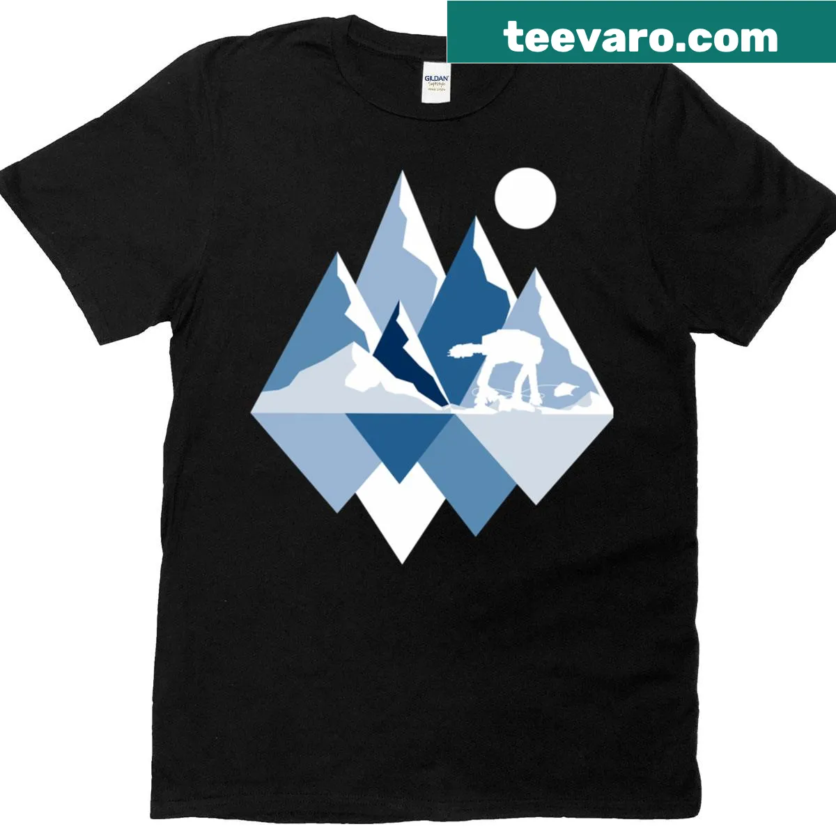 T-shirt featuring an illustration of an ice planet view. — on a men's t-shirt