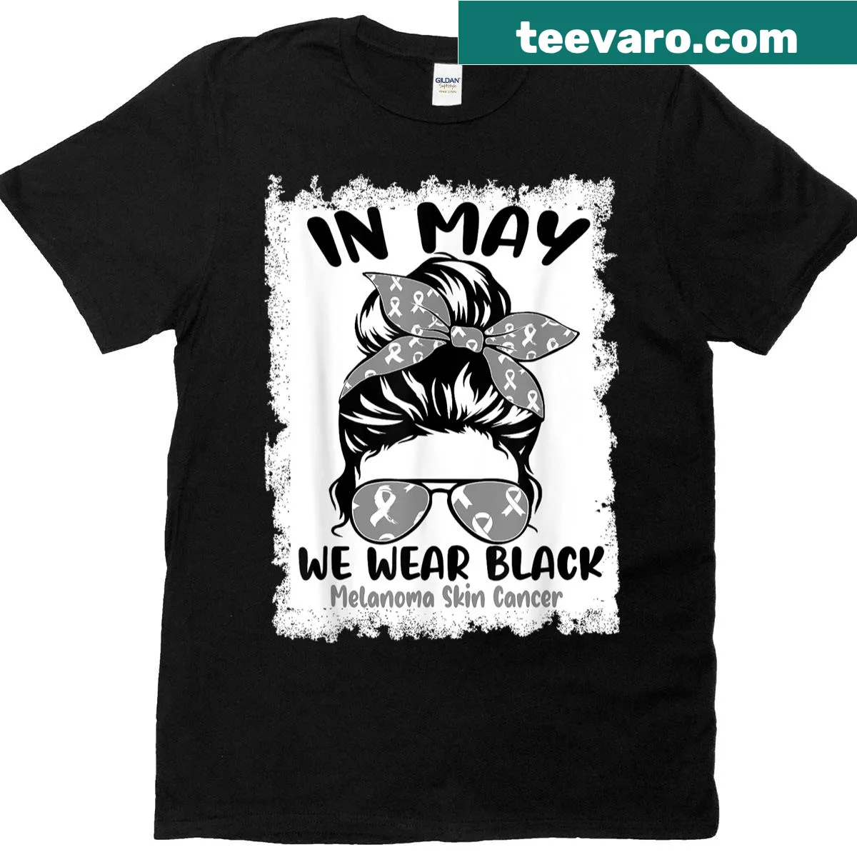 Melanoma skin cancer awareness text on a T-shirt — on a men's t-shirt