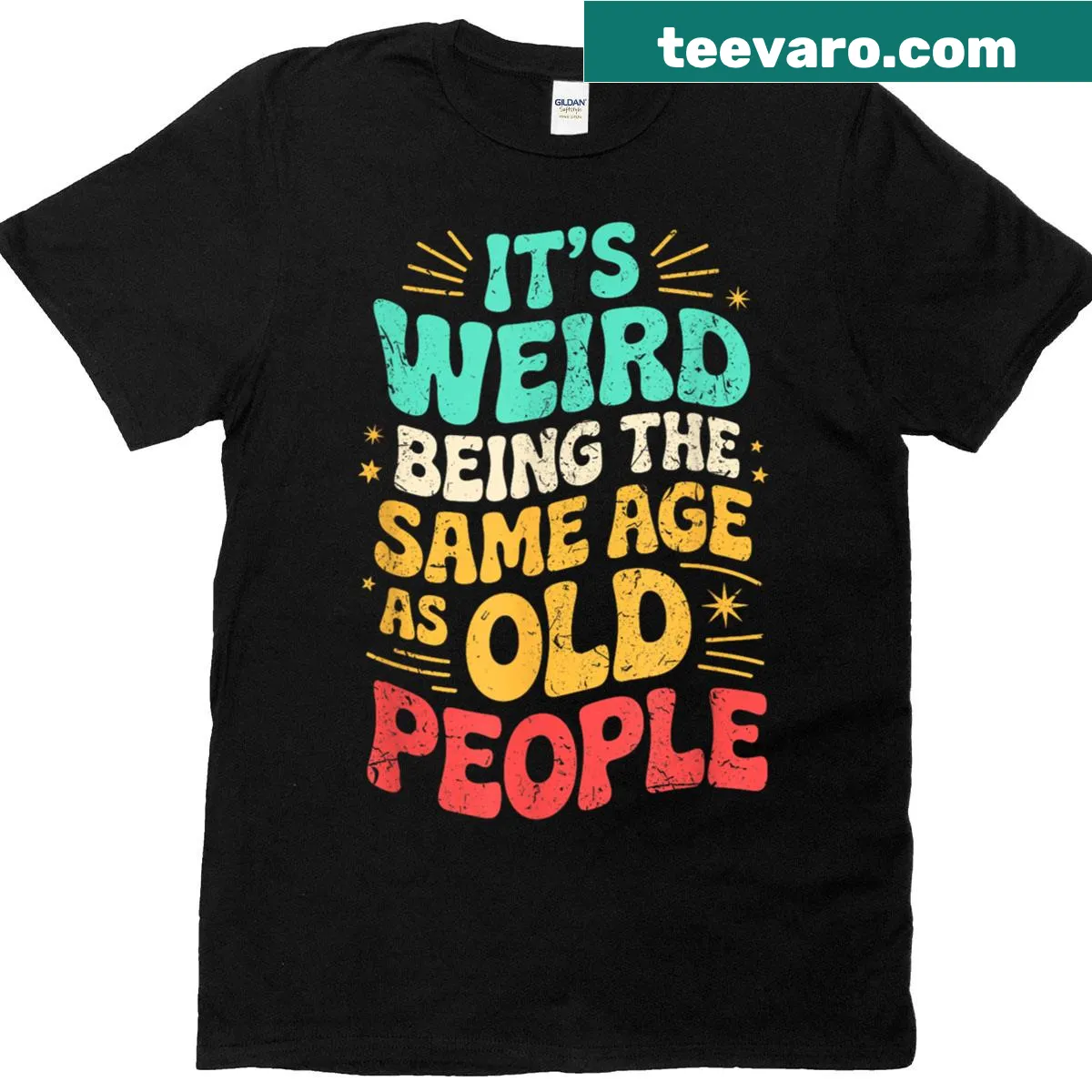 Funny text T-shirt about aging for Father's Day — on a men's t-shirt