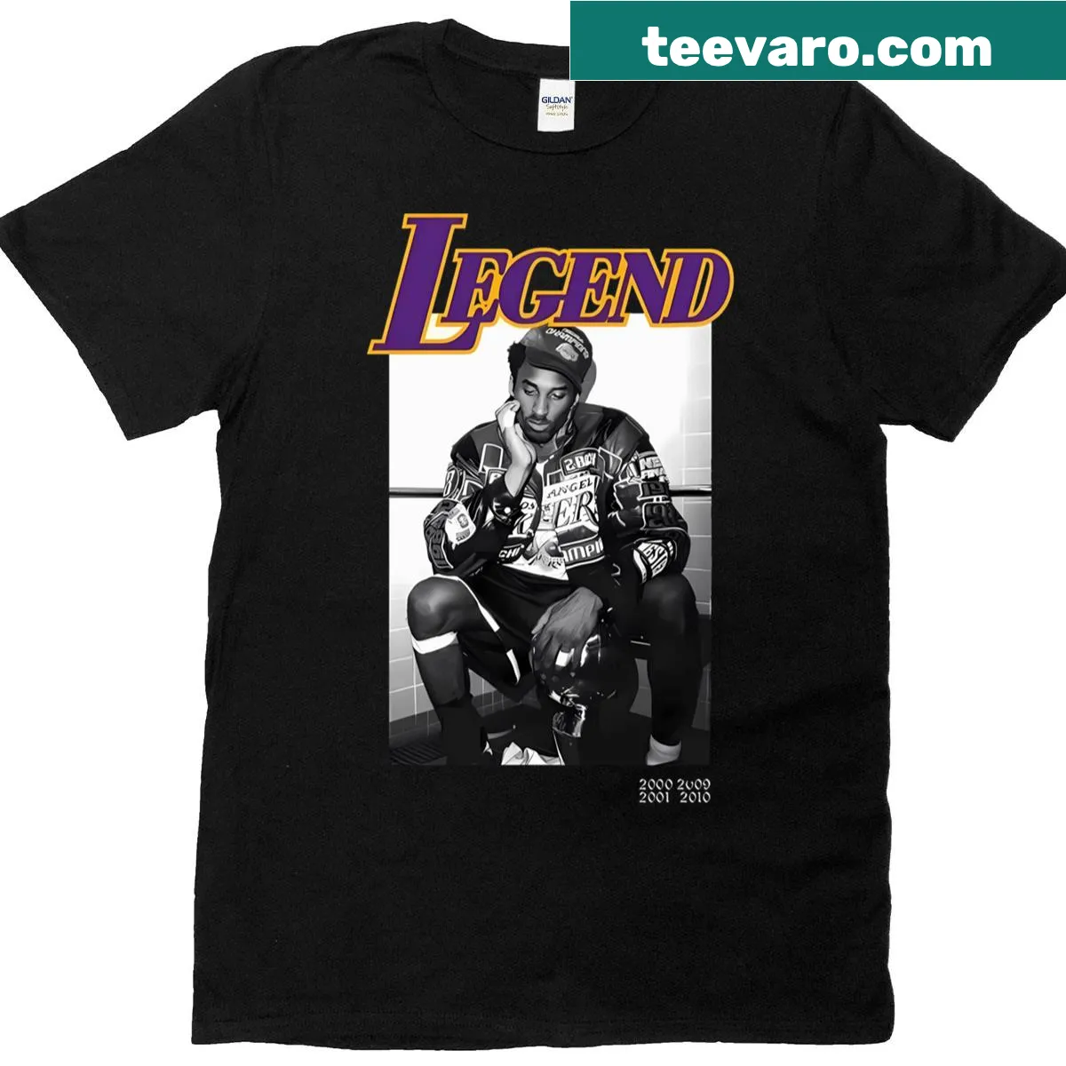 Tribute T-shirt featuring Kobe Bryant's achievements — on a men's t-shirt