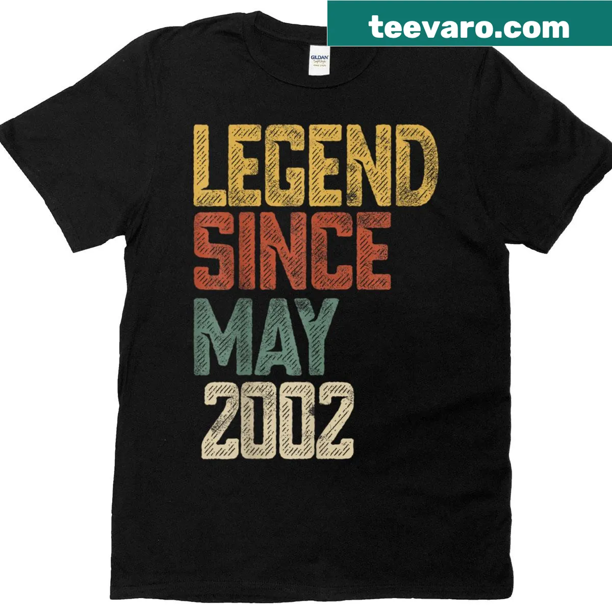 Stylish design celebrating 23rd birthday for 2002-born individuals — on a men's t-shirt