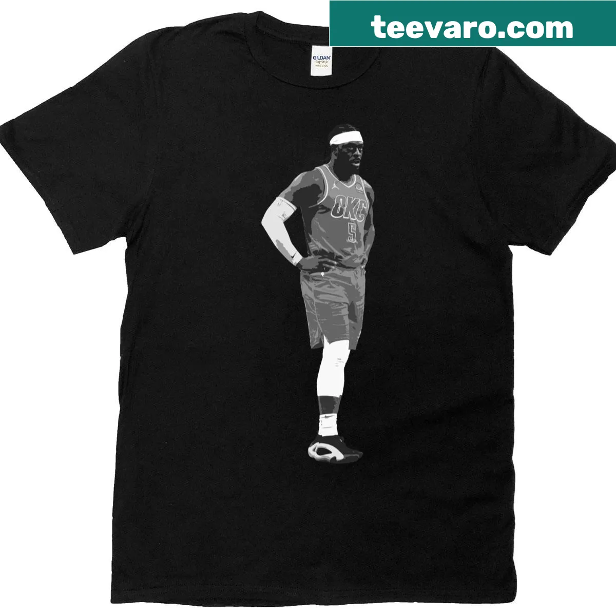 Oversized T-shirt featuring Luguentz Dort and the Oklahoma City Thunder — on a men's t-shirt