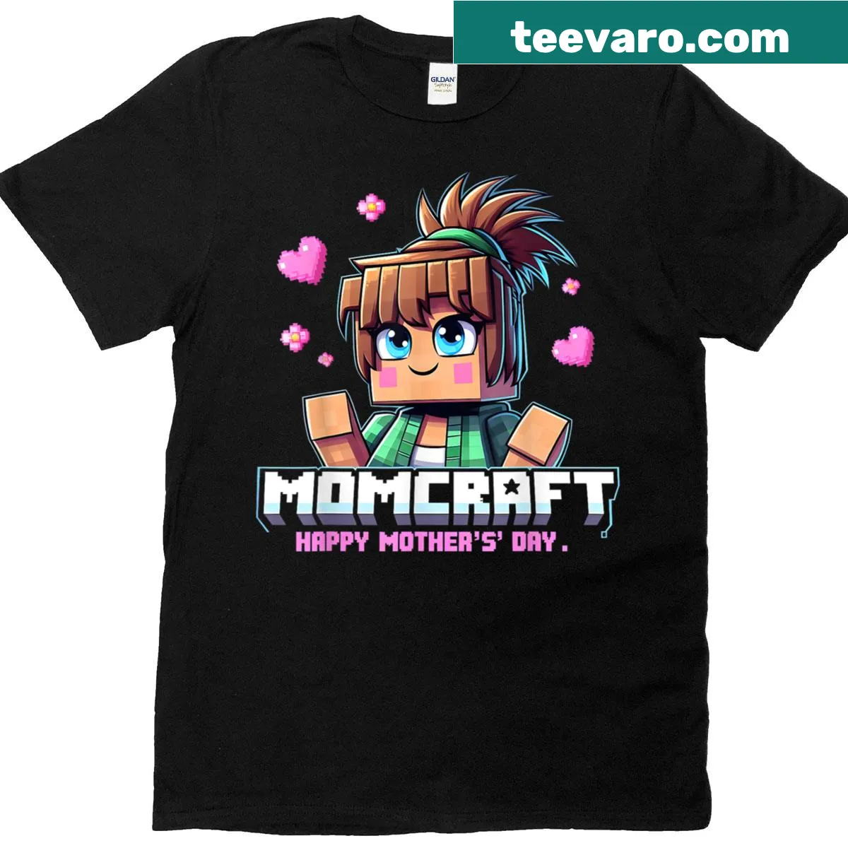 Pixel art T-shirt for gamer moms celebrating Mother's Day — on a men's t-shirt
